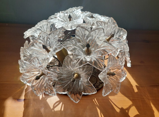 Image 1 of Bloemvormige wandlamp in art nouveau-stijl van Murano-glas, gemaakt door Venini.