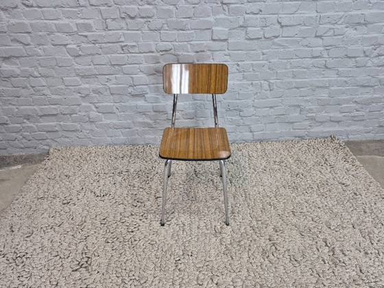 Image 1 of Mixed Set of 4 Vintage Design Kitchen Chairs by Brabantia, Wood-Effect Formica, The Netherlands, 1960s