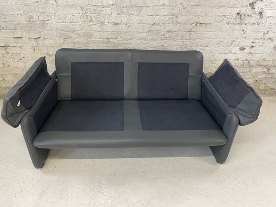 Image 1 of De Sede DS 61 Bank met poef grijs leer vintage