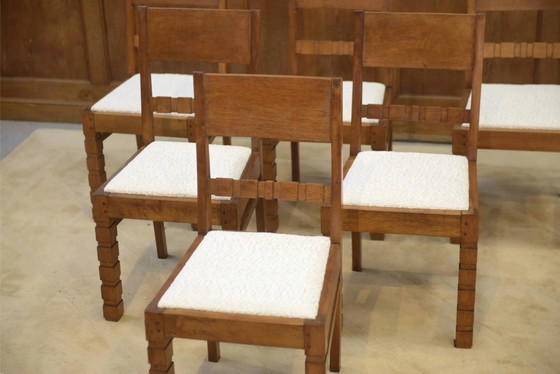 Set of 6 brutalist chairs from the 1960s. – Dining chairs, Wood (photo 5 of 14)
