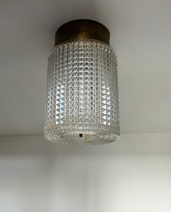 Image 1 of Plafonnier vintage , laiton et verre , Carl Fagerlund Suède 1960