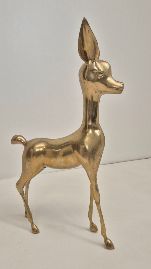 Large vintage brass copper deer bambi