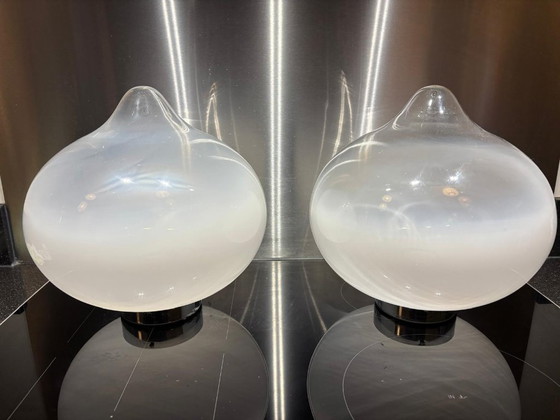 Image 1 of RAAK Amsterdam – Lampada da soffitto a goccia/goccia di pioggia – Vetro opalino – Set di 2 (26 cm) – Vintage anni '70