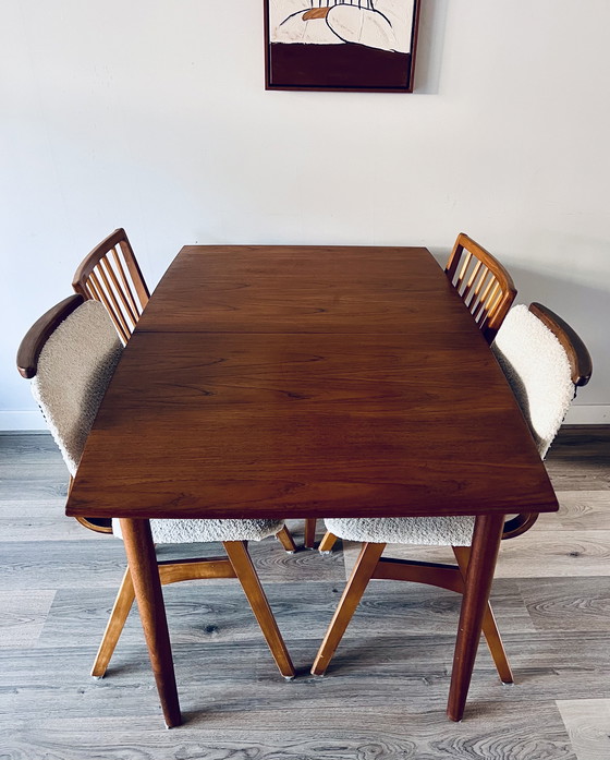 Image 1 of Table de salle à manger style années 50 avec 4 chaises