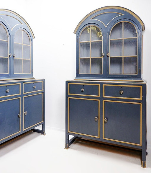 Mobile vintage a due pezzi laccato grigio - disponibile in coppia (B)