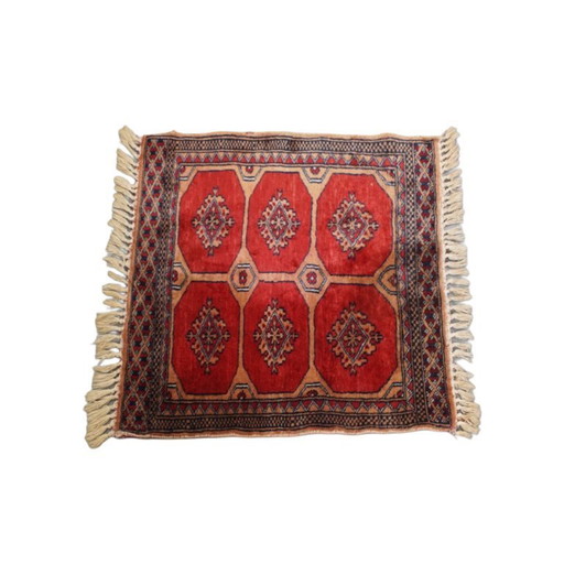 Hand-knotted square oriental decorative rug 63x61cm