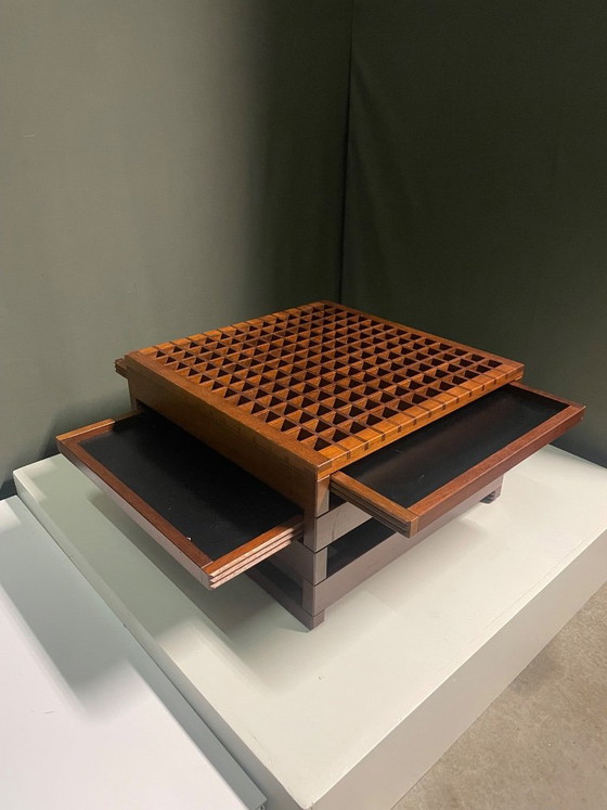 TAVOLINO VINTAGE 'TETRA' DI BERNARD VUARNESSON PER BELLATO, ANNI '70, Armadi contenitori, Legno, Marrone (foto 7 di 8)