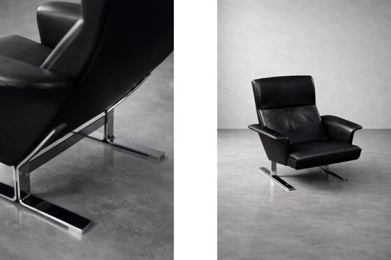 Image 1 of Vintage Mid-Century Modern Danish Black Leather Lounge Chair by Georg Thams for A/S Vejen Polstermöbelfabrik, 1960s
