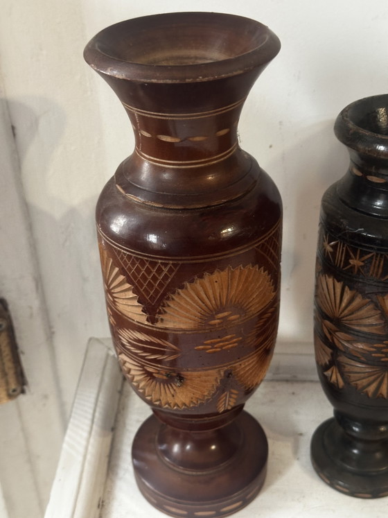 Set di 5 vasi/portacandele in legno vintage di metà secolo – Artisanat mid-century, Oggetti decorativi, Wood (photo 2 of 15)