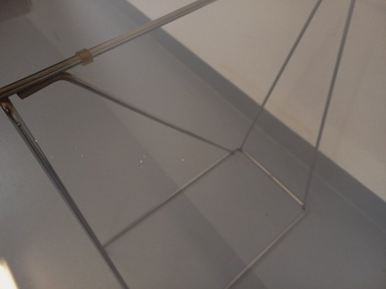 Image 1 of Vintage bureau uit de jaren 70 van gerookt glas en verchroomd metaal.