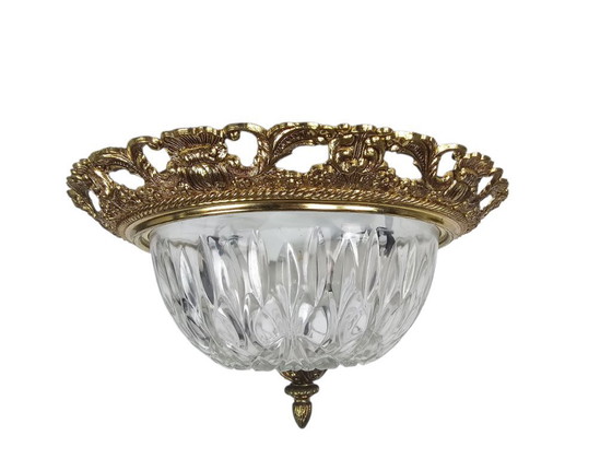 Image 1 of Massif - style Hollywood Regency - laiton - verre - 3e quart 20e siècle