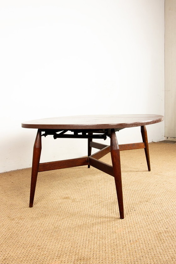 Image 1 of Mesa alta y baja danesa de teca y madera lacada en marrón, modelo Smørrebrød 1960.