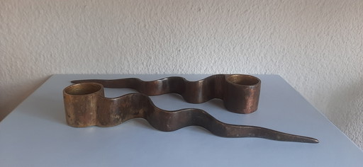 Portacandele Serpentina Brutalisti in Ottone – kandelaars en kaarsen, Brass (photo 2 of 5)
