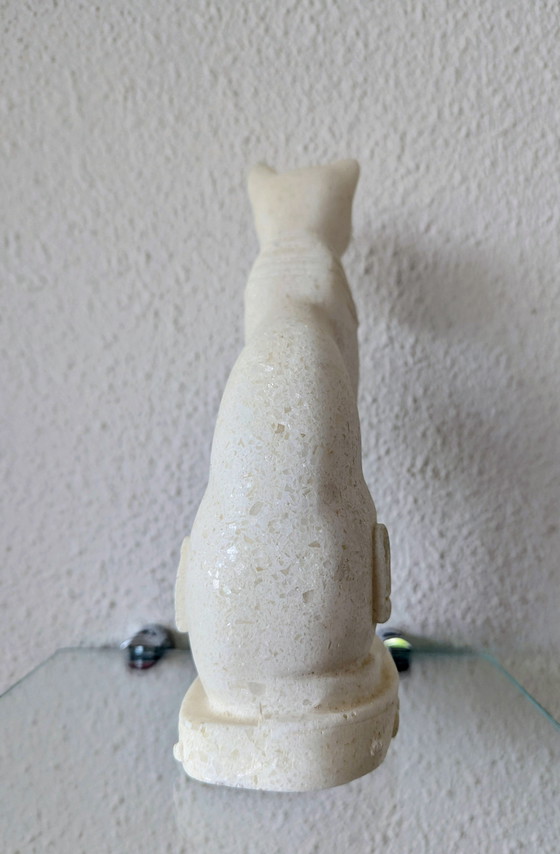 Image 1 of Egyptian Goddess Statue Basted in White Marble or Stone