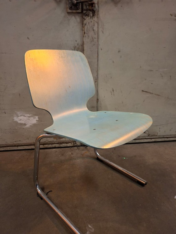 Image 1 of Sedia a sbalzo vintage Kusch & Co Flötotto anni '80, blu chiaro