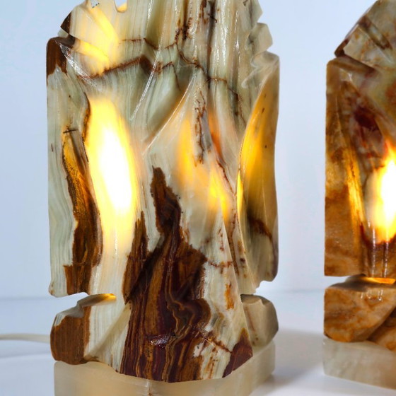 Coppia di lampade da comodino in onice – Paire de lampes de chevet en onyx, Lampade da tavolo, Stone (photo 11 of 12)