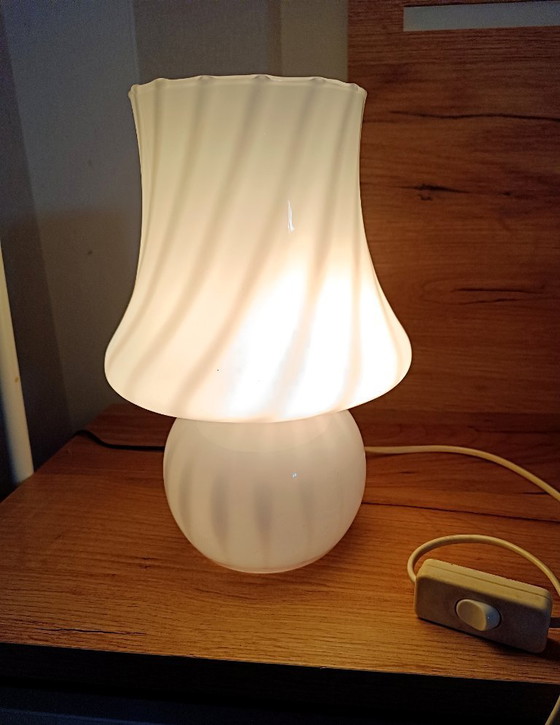 Image 1 of MURANO Vintage "Fungo" Bedside Lamp in Swirl Layered Glass - Mid-Century - Handmade - Made in Italy - Perfect