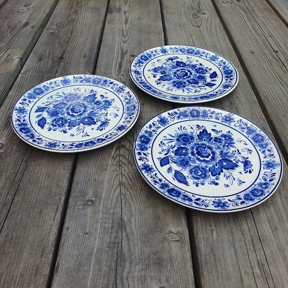 Image 1 of Echte Delfts Blauwe wandborden 3 stuks uit 1950