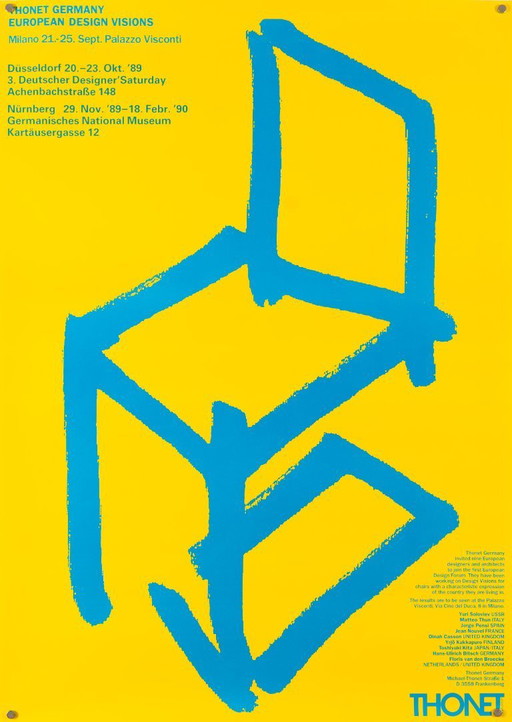 Thonet European Design – 1989 – Original Vintage Exhibition Poster – Modern Design – 83.7x59.5 cm A1