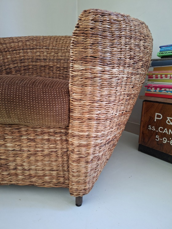 Image 1 of Fauteuil lounge vintage unique en forme de grande feuille de bananier