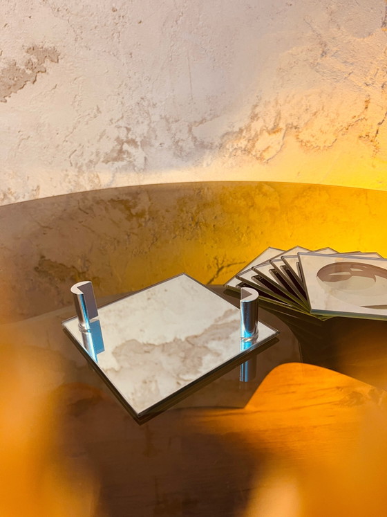 Luxury '70s Design Coasters – Table accessories, Chrome, Glass (photo 3 of 10)