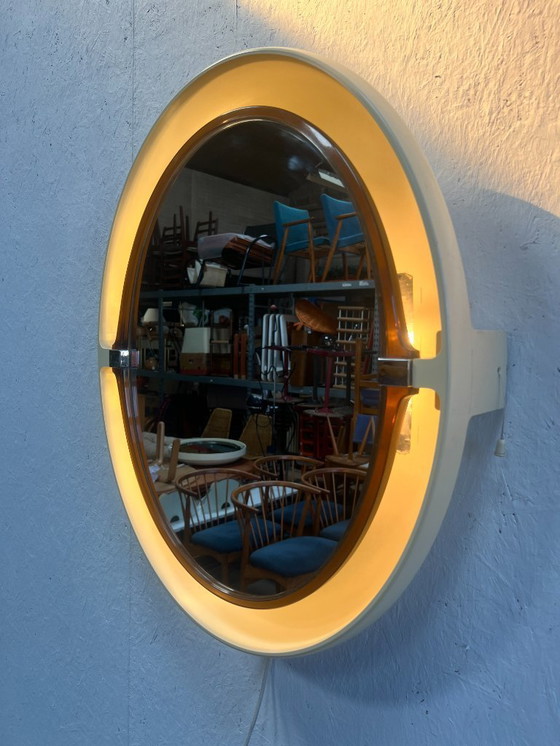 Image 1 of Specchio ovale vintage con illuminazione, Allibert, anni '70