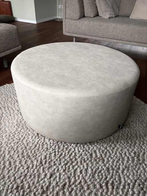 Houf aus genarbtem, grauem Leder, 80 cm