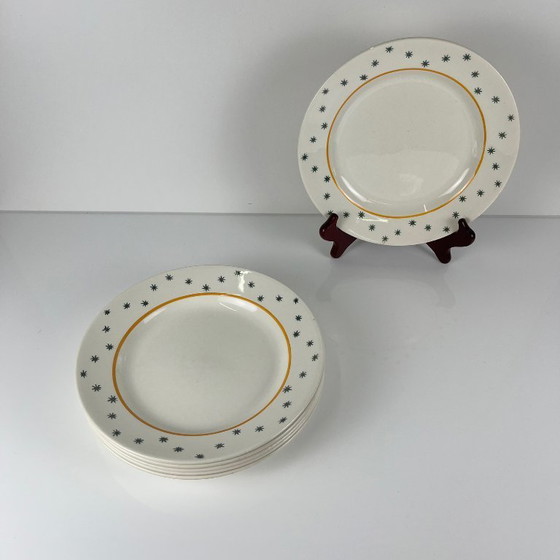 Image 1 of Set van 6 Gien dinerborden, Primefleur-design, model "Constellation", 1950