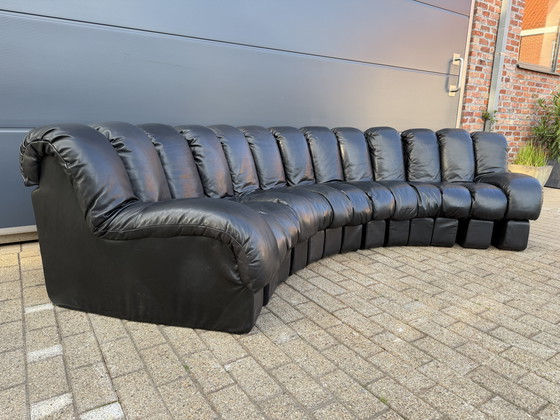 Image 1 of De Sede DS600 Snake Tatzelwurm 13-piece set in black leather in top condition!