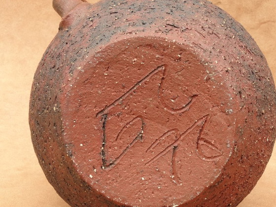 Image 1 of Gerhard Liebenthron, roodbruine, ruwe patroon, Studio Keramik, jug, vase, 1976