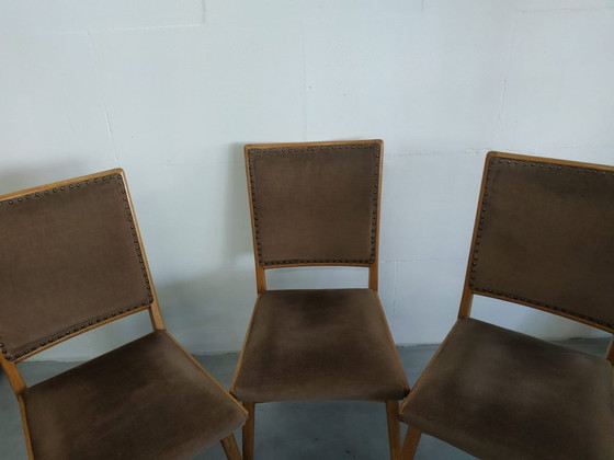 Image 1 of Prachtige set van 3 vintage jaren Scandinavische stijl 50-60 eetkamer keukenstoelen