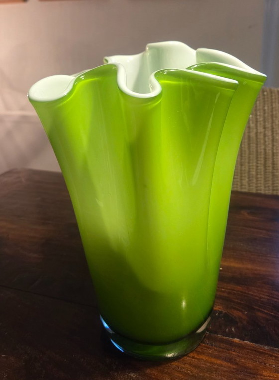 Image 1 of Green Murano glass vase 1960s style