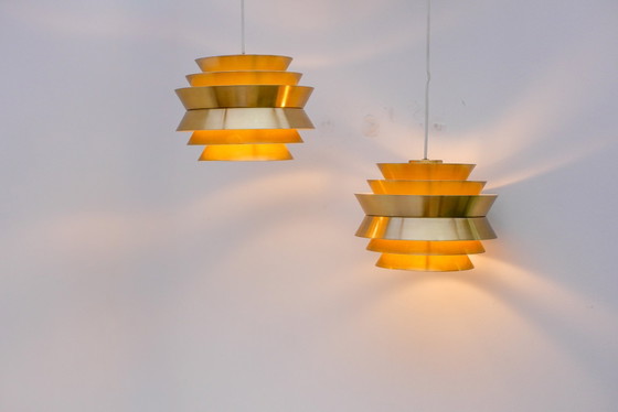 Lampade a sospensione Trava in metallo color ottone di Carl Thore, Svezia, prodotte da Granhaga – Applique (photo 12 of 13)