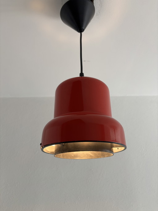 Small Red Metal Poker Pendant Lamp by Jo Hammerborg for Fog and Mørup, Denmark, 1970s