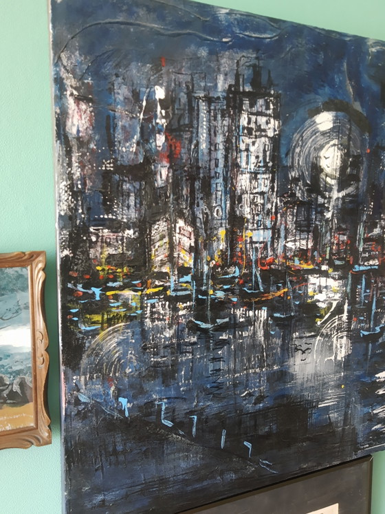 Painting of the Night Skyline of the City of Bremen in Germany in Beautiful Shades of Blue, Christian (photo 5 of 13)