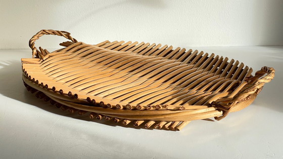 Image 1 of Vassoio di presentazione in rattan vintage