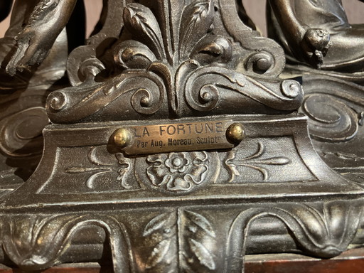Auguste Moreau Bronze Clock Set