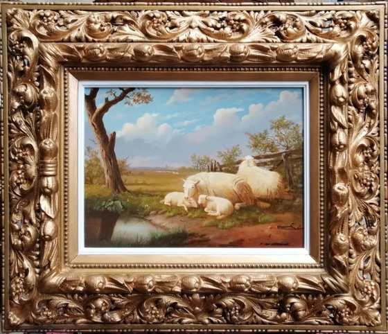 Table "Sheep on pasture". – Paintings & Drawings, Wood (photo 6 of 6)