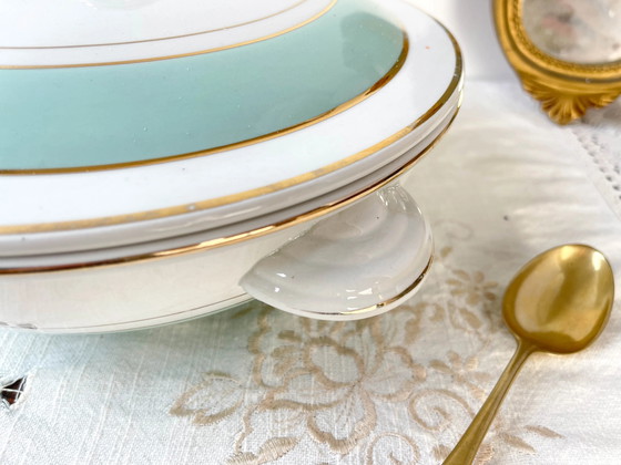 Soupière Vintage Porcelaine Blanche Verte LUNEVILLE EPINAY France Années 50 – Vaisselle (photo 5 of 10)