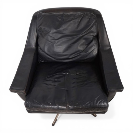 Image 1 of ESA 802 Black Leather Lounge Chair by Werner Langenfeld, 1970