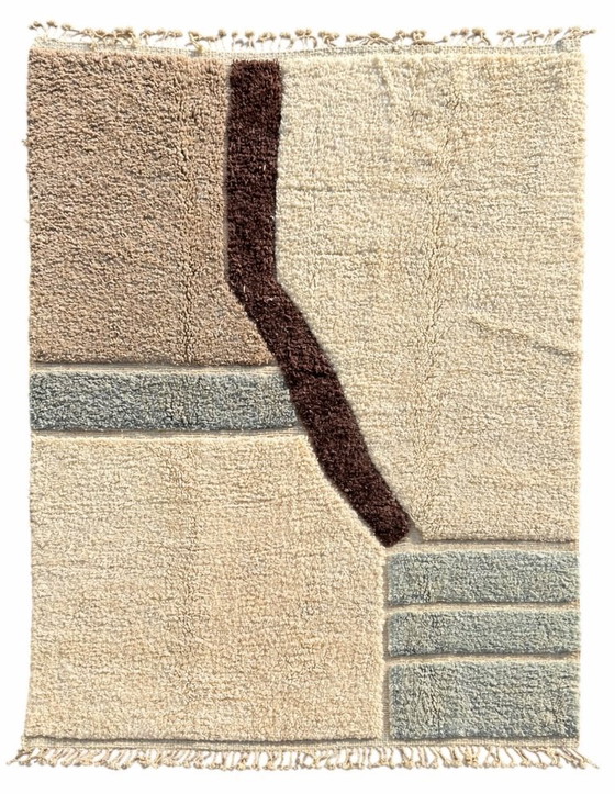 Image 1 of Moroccan Modern Rug 200x300 cm – Handmade Wool Berber Rug – White Textured Geometric Design