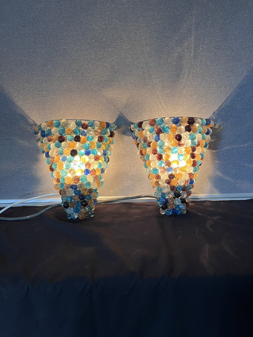 2x Murano Glas Vintage Wandlampen uit de ‘80 Jaren