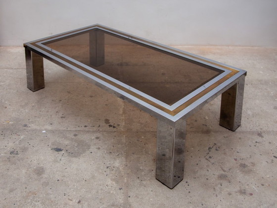 Image 1 of Belgo Chrome 1970s Coffee Table with Glass Top, Vintage design De Wulff