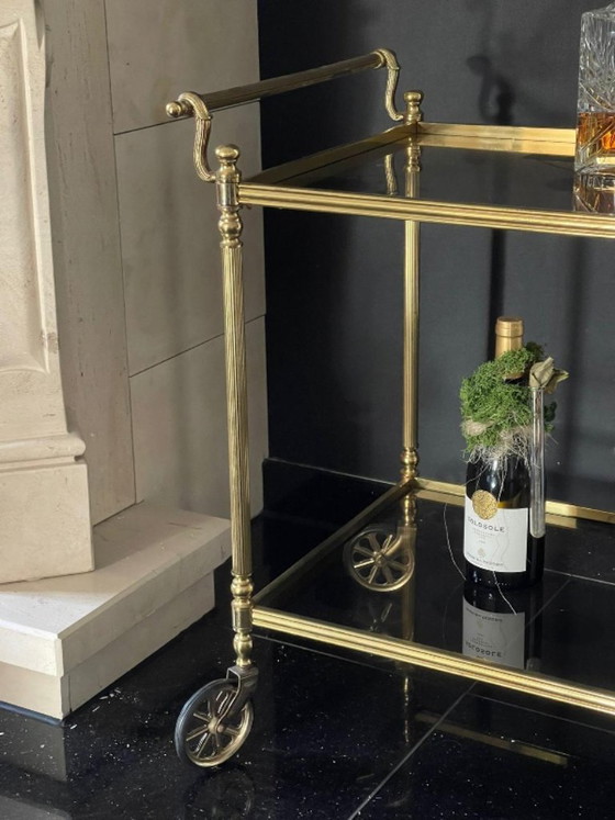 Elegante carrello bar/di servizio vintage in ottone e vetro – Carrelli bar, Brass (photo 4 of 5)