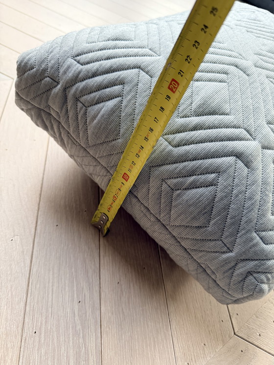 Image 1 of Ferm living, lichtgrijs dik sierkussen in ruitpatroon