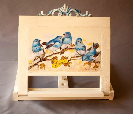 Image 1 of Decorated wooden lectern. Bookends. Handmade tabletop easel.