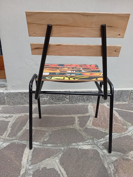 Three Unique Chairs - Skateboard & Recycled Design - Limited Edition Three Unique Pieces – Side chairs, Iron (photo 9 of 15)