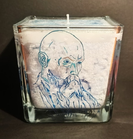 Himalayas · Collectible 1/1 Hand-Painted Functional Candle · Inspired by Nicholas Roerich – Glass art, Glass (photo 3 of 13)