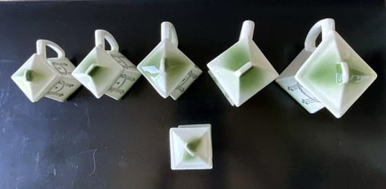 Image 1 of Vintage Chauvigny Faience Condiment Set – 6 Pieces – French Ceramic