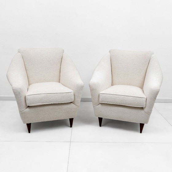 Image 1 of Een paar Ico Parisi mid-century moderne Italiaanse fauteuils voor Ariberto Colombo, jaren 50.